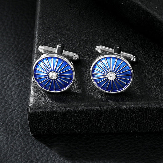Gemelos Azules Línea Redonda Efecto Goteo para Camisas de Vestir Hombre - Image 16