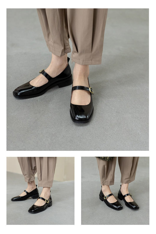 Zapatos Planos de Punta Cuadrada con Botones para Mujer - Image 9