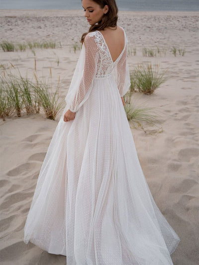 Vestido de Novia Mesh Elegante con Corte Dividido - Diseño Moderno y Sofisticado - Image 16