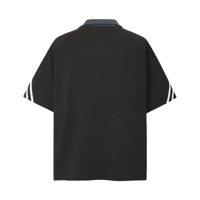 Camiseta Cuello Solapa Estilo Locomotora Patchwork Manga Corta Unisex - Image 22