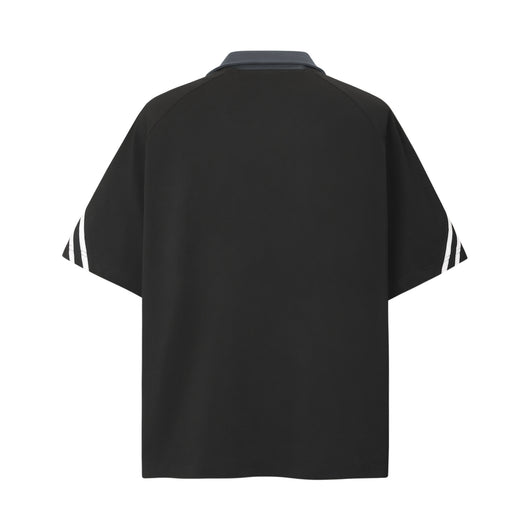 Camiseta Cuello Solapa Estilo Locomotora Patchwork Manga Corta Unisex - Image 22