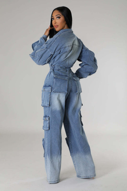 Jumpsuit Denim Overol Lavado Vintage con Múltiples Bolsillos - Image 30