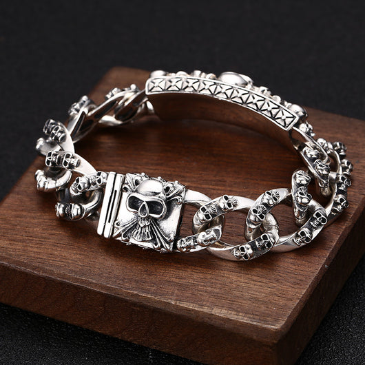 Pulsera de Plata S925 Estilo Hip Hop con Diseño de Vid Eterna y Nariz de Cerdo Personalizable para Hombre - Image 12