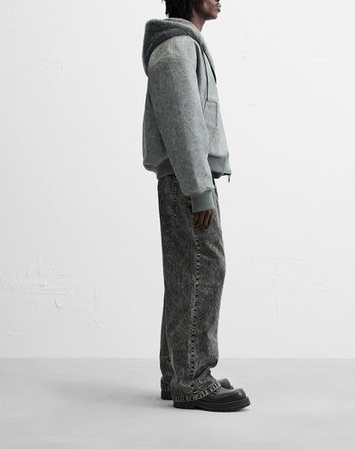 Chaqueta Bomber Reversible con Capucha de Cuero Sintético para Hombre - Image 9