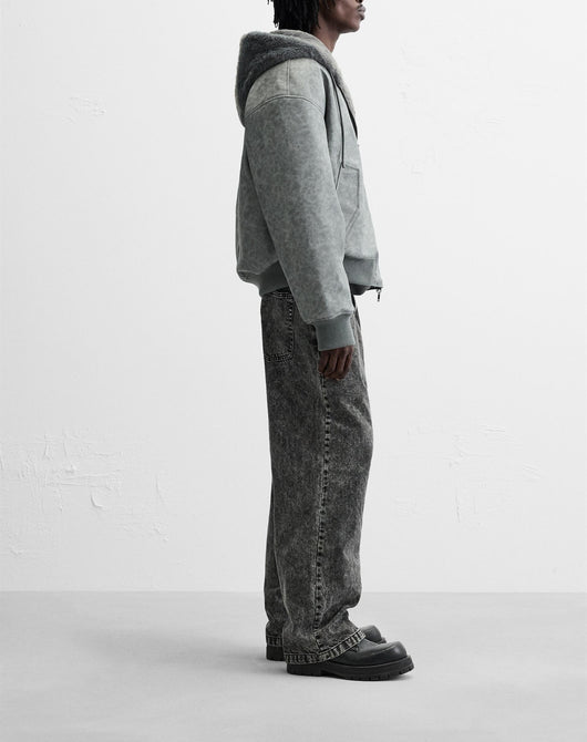 Chaqueta Bomber Reversible con Capucha de Cuero Sintético para Hombre - Image 9