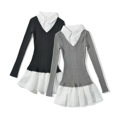 Suéter Preppy Falso Dos Piezas para Otoño e Invierno - Image 31