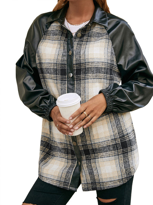 Chaqueta Casual de Cuadros con Paneles Sueltos y Bolsillos Dobles - Image 22