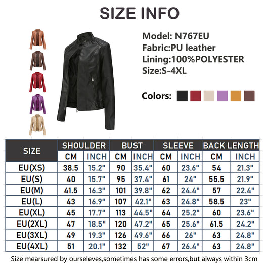 Chaqueta de Cuero para Mujer con Cierre de Cremallera - Diseño Clásico Elegante - Image 15