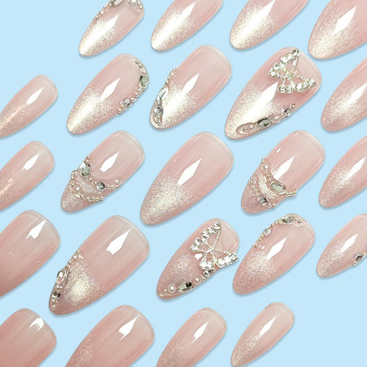 Pegatinas de Uñas Mariposa Efecto Ojo de Gato con Diamantes - Image 15