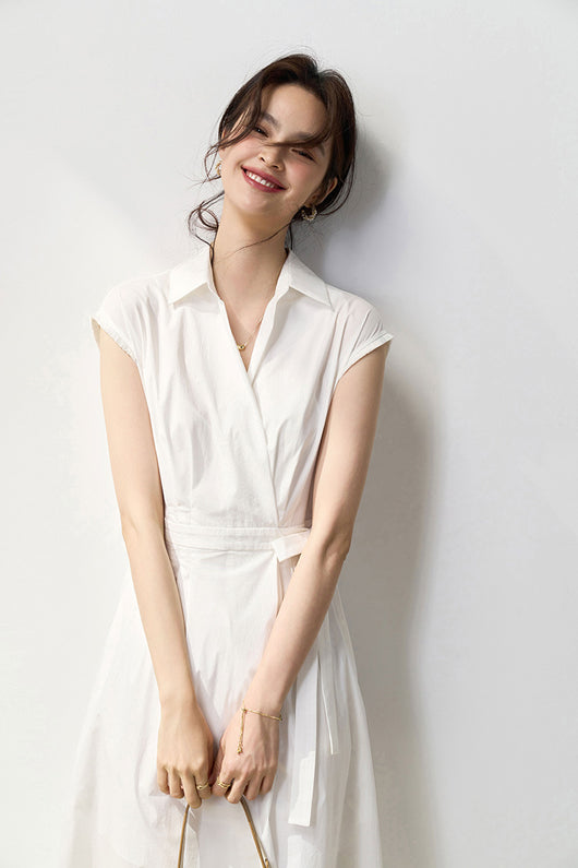 Vestido Camisero Ajustado de Algodón con Pliegues Simétricos y Corte Vertical - Image 41