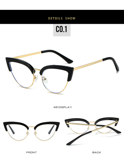 Gafas Elegantes Marco Grande Metal Mitad Inferior - Image 24