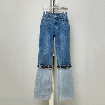 Jeans de Patchwork con Contraste de Colores Efecto Lavado - Image 7