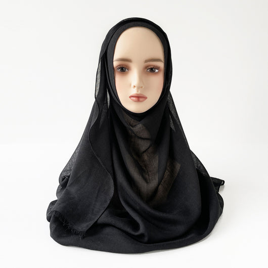 Pañuelo Musulmán de Algodón Slub con Borlas - Image 46