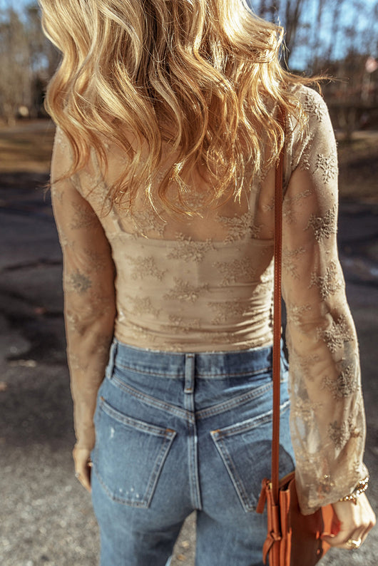 Blusa Reductora de Encaje Manga Larga Ajustada para Mujer - Image 18