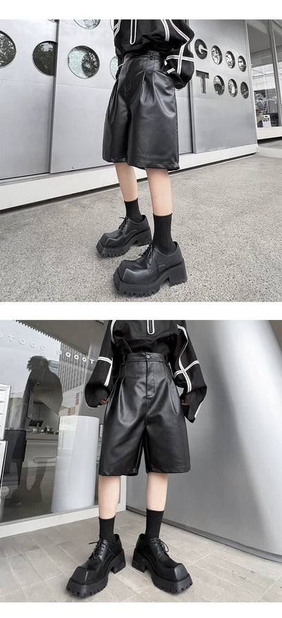 Pantalones Casuales de Piel Sintética con Corte Relajado para Hombre - Image 13