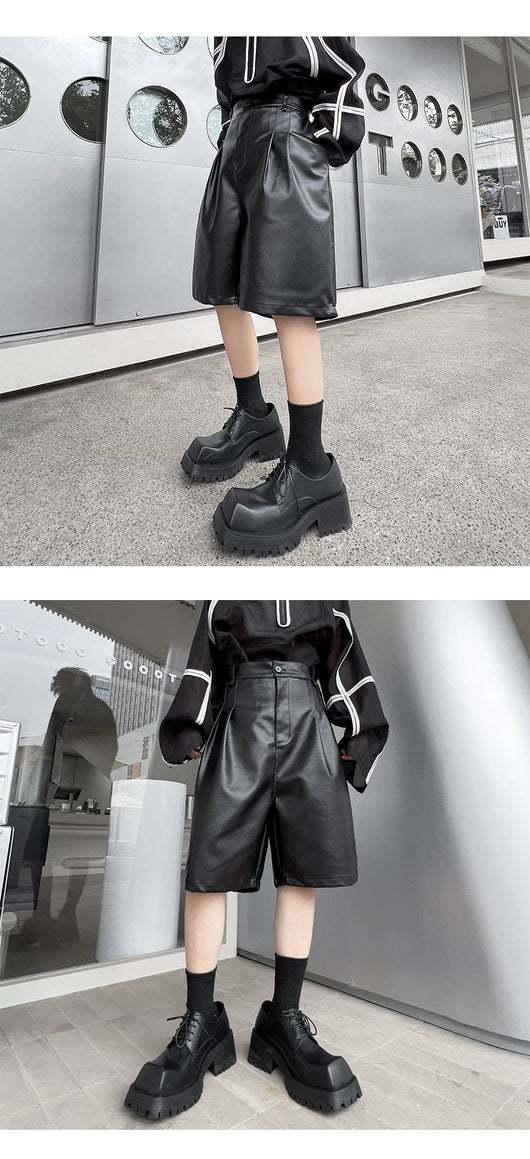 Pantalones Casuales de Piel Sintética con Corte Relajado para Hombre - Image 13
