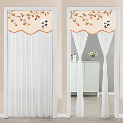 Double-layer blackout doorway curtain with a light blue top featuring a cartoon bear and "LUCK DAY!" text. - Image 21