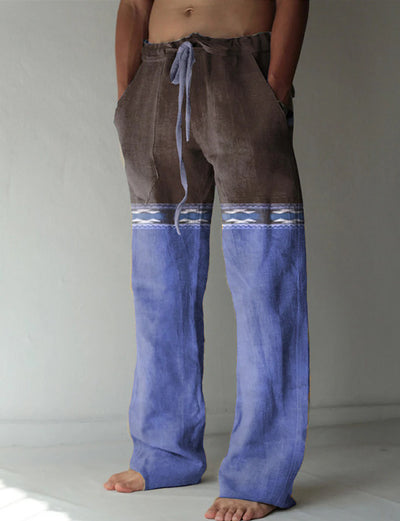 Pantalones Casuales Sueltos de Lino Estampado para Hombre - Image 27