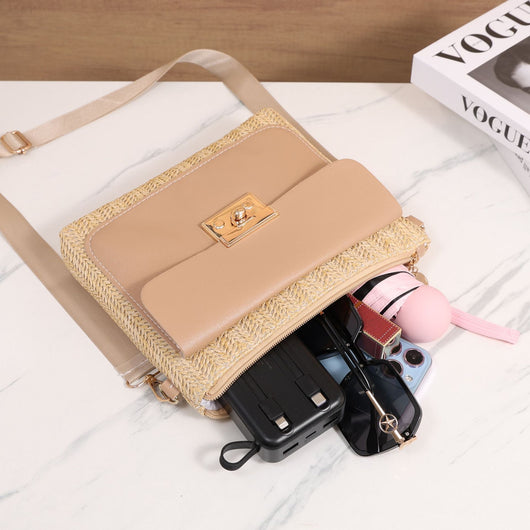 Bolsa de Hombro Tejida en Paja - Diseño Liso y Versátil - Image 27