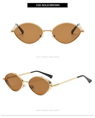 Oval women's sunglasses with dark gray lenses and a gunmetal metal frame, featuring textured temples. - Image 12