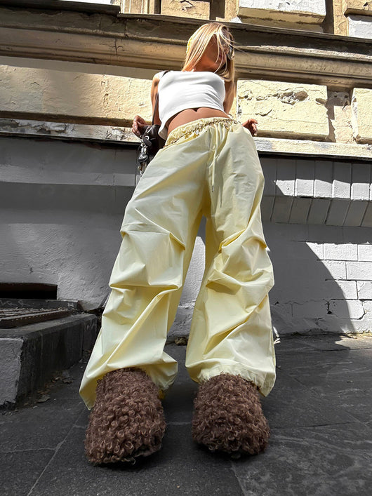 Pantalones Casuales Sueltos con Cordón Ajustable - Poliéster Liso para Mujer - Image 29