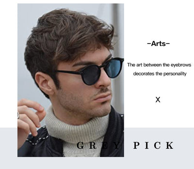 Round black full-rim sunglasses with vibrant blue polarized lenses, ideal for sun protection and fashion. - Image 27