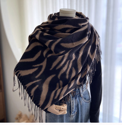 Pashmina Estampada con Rayas y Borlas - Lujo y Calidez - Image 50