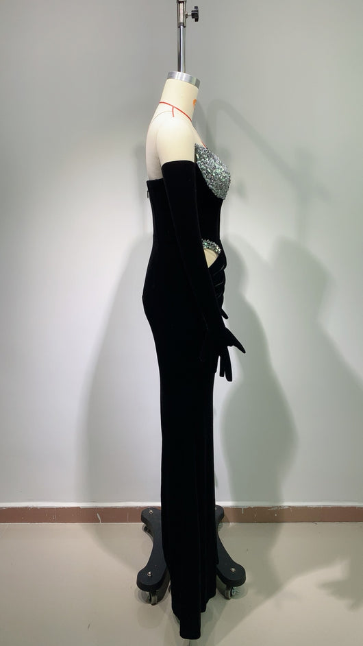 Vestido de Fiesta Elegante con Detalles Calados y Terciopelo - Image 17