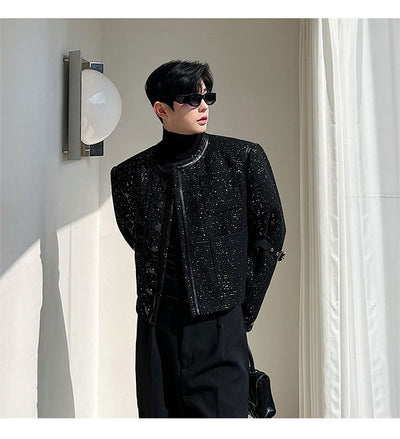 Abrigo Clásico de Cuero con Detalles de Lentejuelas y Cierre Desmontable para Hombre - Image 10