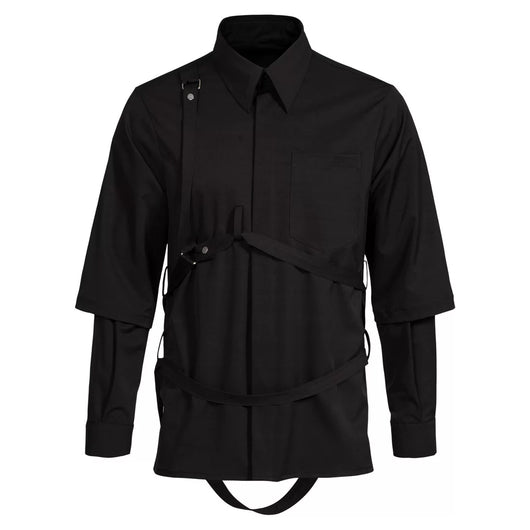 Camisa Hombre Falso Doble Pecho con Tirantes y Mangas Desmontables - Image 12