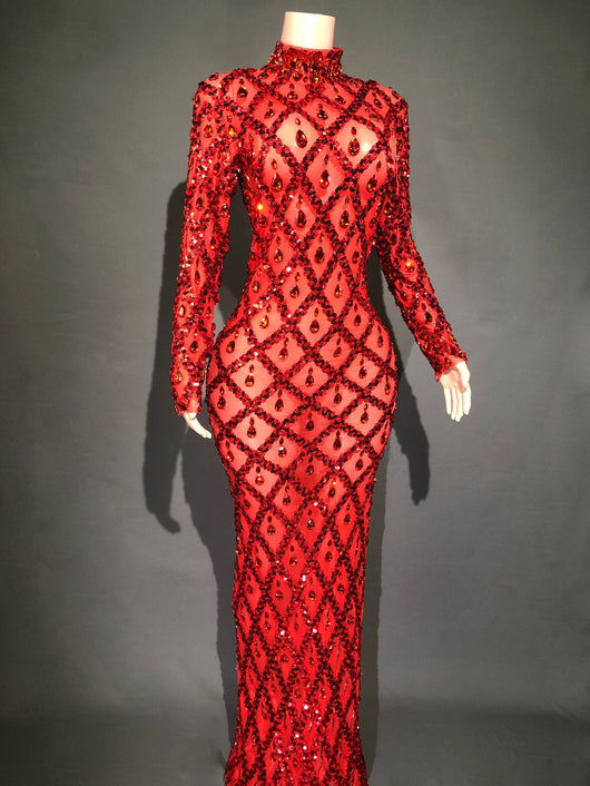 Vestido de Fiesta Elegante con Cristales Brillantes para Mujer - Image 35