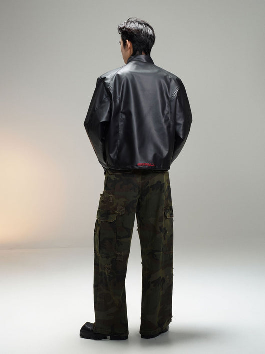 Chaqueta de Cuero Estilo Retro Americano con Detalles de Tartán - Image 32