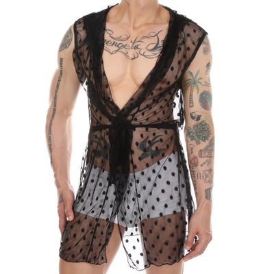 Bata de Dormir Transparente con Encaje para Hombre - Image 16