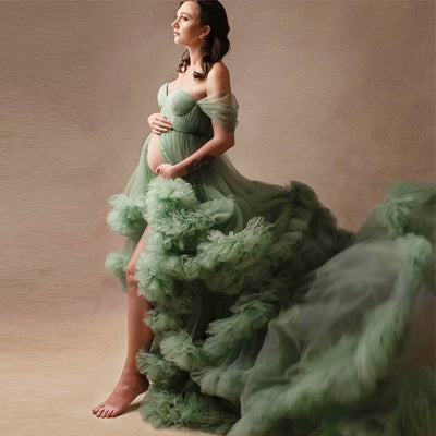 Vestido Premamá Hombros Descubiertos Multicolor para Sesiones Fotográficas - Image 19