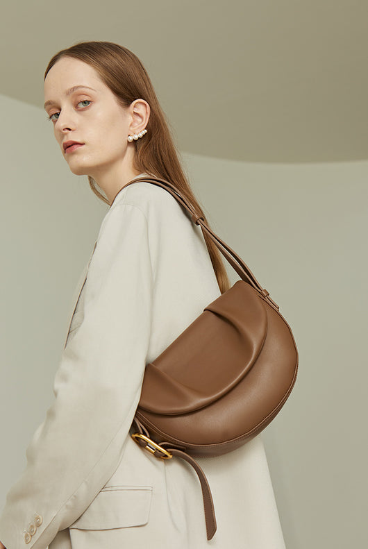 Bolso Bandolera de Cuero Vacuno con Pliegues - Image 11