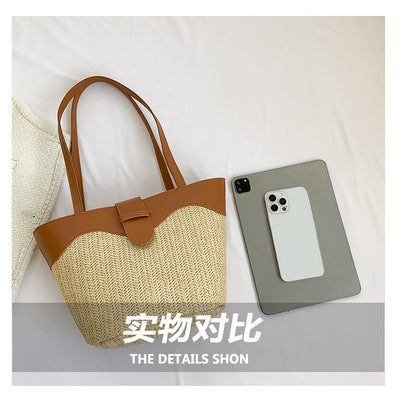 Bolso Tejido de Gran Capacidad con Diseño Patchwork para Mujer - Image 23