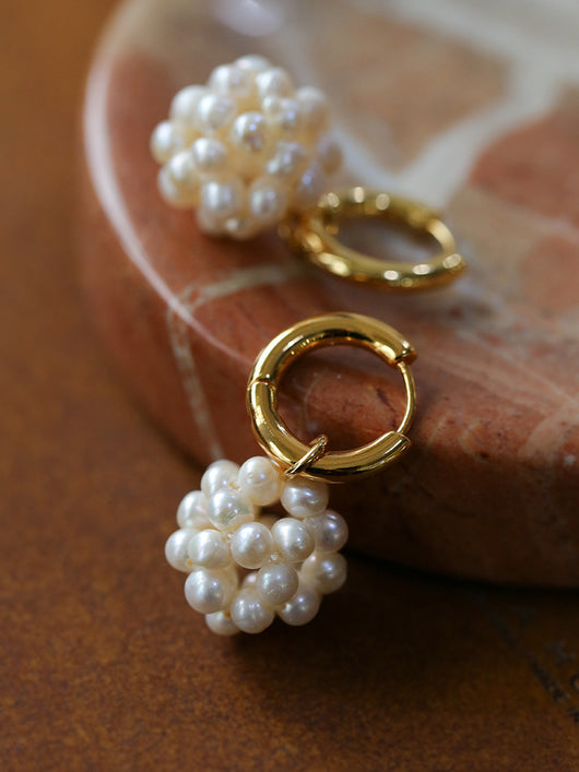 Aretes Esféricos de Perlas Tejidas a Mano para Mujer - Image 16