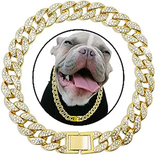 Collar de Lujo para Mascotas con Cadena Cubana y Diamantes - Image 9