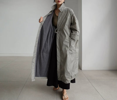 Abrigo Largo Tipo Gabardina para Mujer Talla Grande - Primavera y Otoño - Image 24