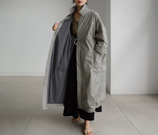 Abrigo Largo Tipo Gabardina para Mujer Talla Grande - Primavera y Otoño - Image 24