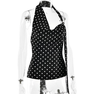 Blusa Escotada Lunares Ajustada sin Espalda - Image 22