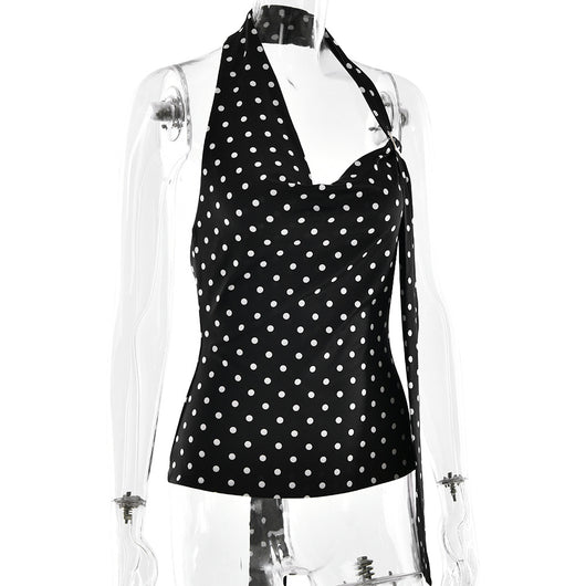 Blusa Escotada Lunares Ajustada sin Espalda - Image 22