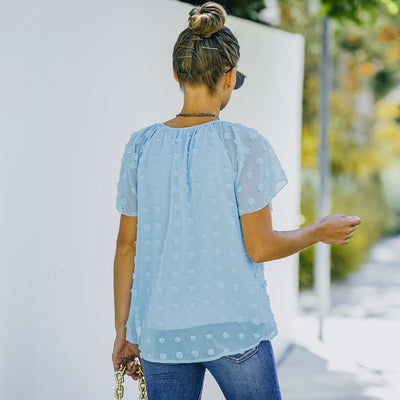 Blusa de Lunares en Gasa Manga Corta para Mujer - Image 24