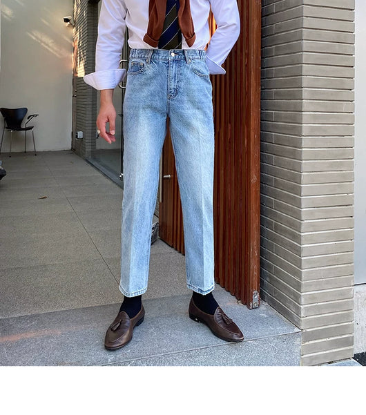 Jeans Slim Fit Estilo Retro Británico para Hombre - Image 93