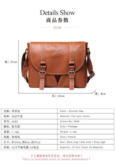 Bolso Bandolera de Cuero Genuino Gran Capacidad para Hombre - Image 8