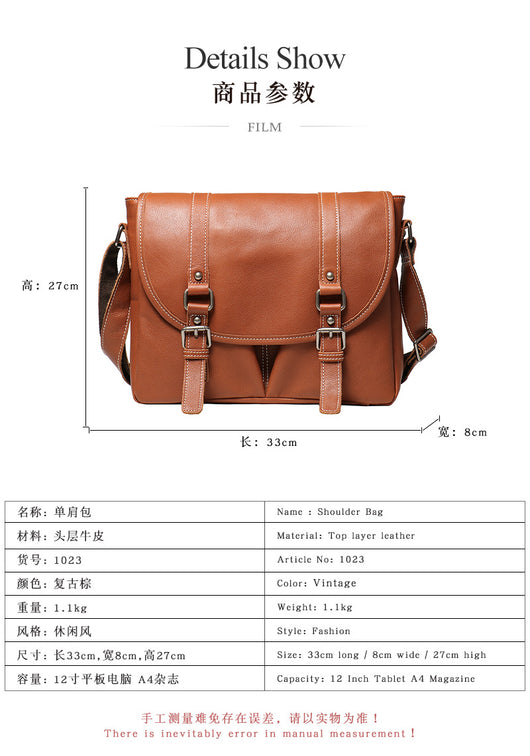 Bolso Bandolera de Cuero Genuino Gran Capacidad para Hombre - Image 8