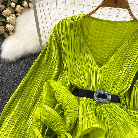 Blusa Suelta con Cuello V, Mangas Largas y Volantes en Bajo - Image 51