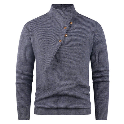 Suéter Casual para Hombre con Cuello Mao y Botones Sesgados - Image 25
