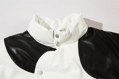 Abrigo Acolchado de Algodón con Cuello Alto y Costuras Irregulares Bicolor - Image 19