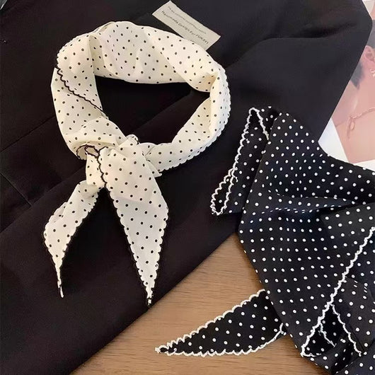 Pañuelo Triangular Coreano con Lunares, Diseño Anudado y Encaje para Cintura - Image 19